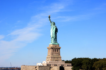 The Statue of Liberty on Liberty Island in New York Harbor in New York City, United States
