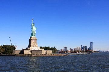 The Statue of Liberty on Liberty Island in New York Harbor in New York City, United States