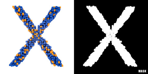 Litera X 3D sześciany kwadraty klocki piksele  © vempireart