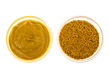 Spicy mustard in seeds and sauce
