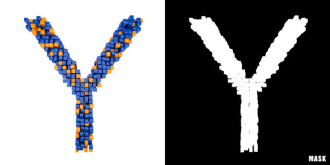 Litera Y 3D sześciany kwadraty klocki piksele © vempireart