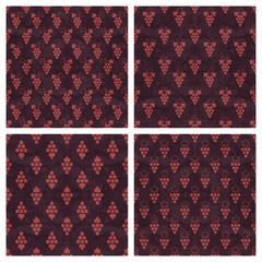 Set of grunge seamless pattern of grapes
