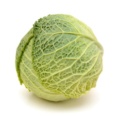 Fototapeta premium Savoy Cabbage head Isolated on White Background