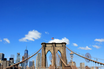 The Brooklyn Bridge over East River in New York City, USA