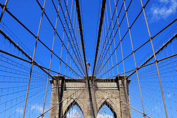 The Brooklyn Bridge over East River in New York City, USA
