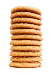 Stack of snickerdoodles over white.
