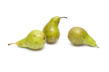 Pears on a white background. Composition of pears on a white background.