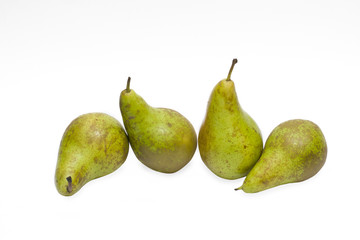 Pears on a white background. Composition of pears on a white background.