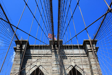 The Brooklyn Bridge over East River in New York City, USA