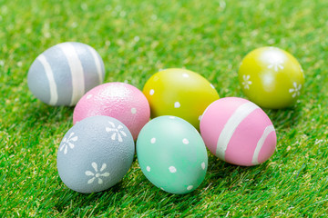 easter eggs on the grass