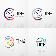 Collection of vector abstract logo ideas, time concepts or clock business icon set