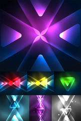 Set of abstract backgrounds - glowing neon color light effects