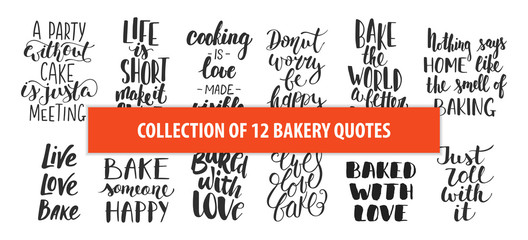 Set of bakery vector hand drawn unique typography design elements for posters, greeting cards, decoration, prints.
