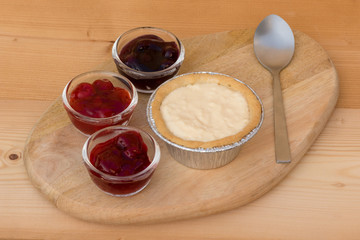 cheese pie and topping jam