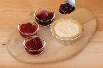 cheese pie and topping jam