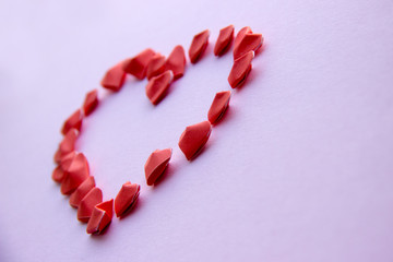 Heart maded from small paper Hearts Origami