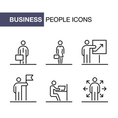 Business people icons set simple line flat illustration