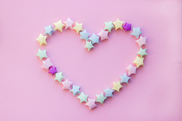 Heart maded from small paper stars Origami