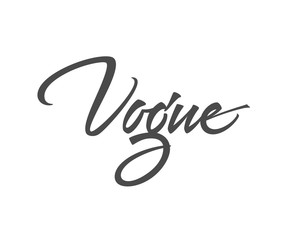 Vogue logo design. Vector sign lettering. Logotype calligraphy