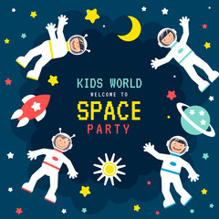children s space party poster