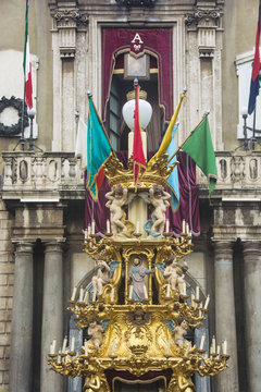 detail of candelora of the feast of santa agata in Catania, Sicily