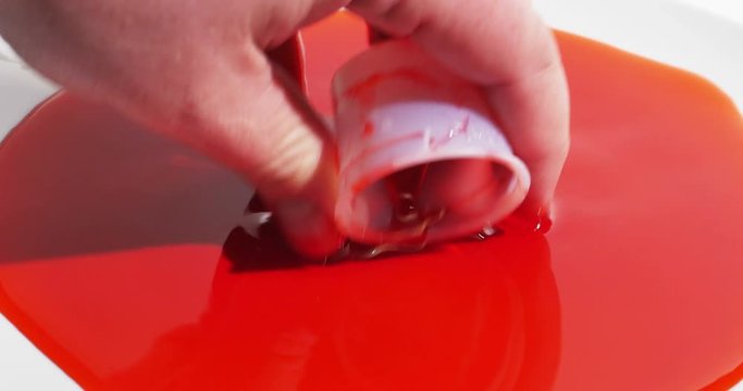 Overdose on Drugs Represented by Red Medicine on Hands and Cup, 4K