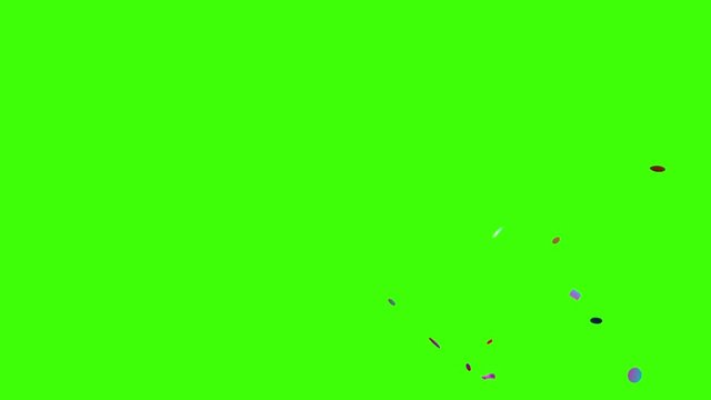 Confetti Party Popper Explosions on a Green Background, Two options 3d animation, 4K. 
