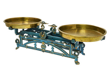 Old scale isolated on white background