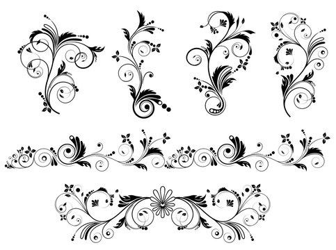 Black and white vectore curl florish vignette 