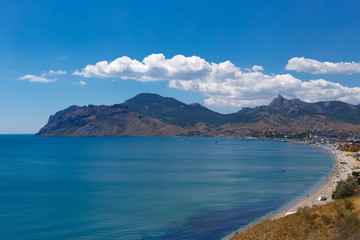 A beautiful seascape with a view of the coast. Black Sea. Crimea.
