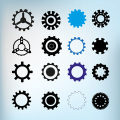 Set of gears various design elements isolated on white background