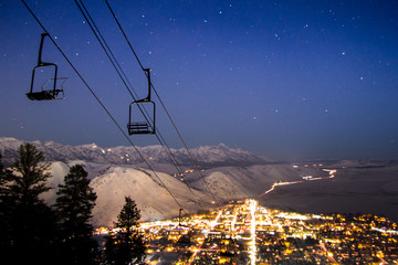 The town of Jackson, WY at night