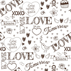 Valentines Day elements seamless pattern