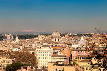 Fototapeta na wymiar Cityscape of the Rome italy in the sunny day. View from the Gianicolo Janiculum hill.