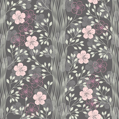 Fototapeta premium Blossoming trees. Seamless vector pattern.