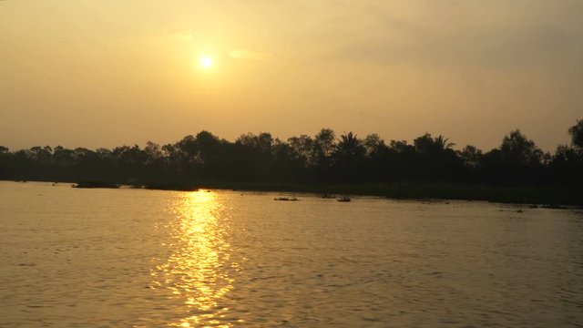 Sunrise on the Mekong River in southern Vietnam.