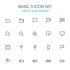 Basic 3 theme, line icon set.