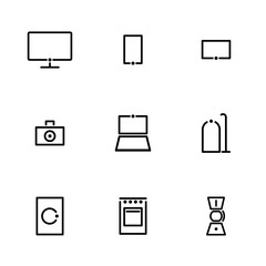 Minimalistic icons for large and small household appliances and electronics