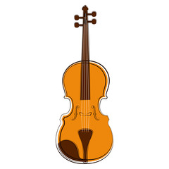 Isolated violin sketch. Musical instrument