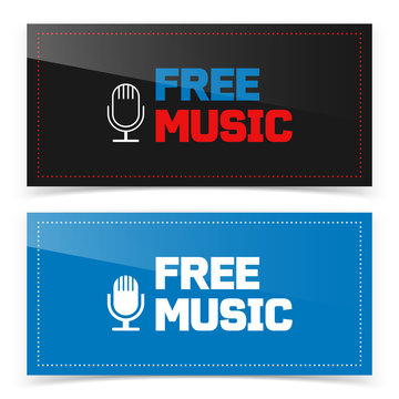 Banner button design with free music icon