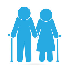 Elderly symbol. old people blue icon, vector illustration