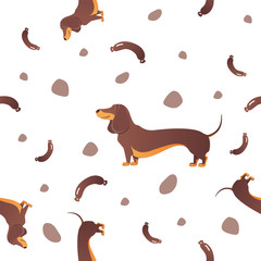 Seamless pattern with dogs and sausage