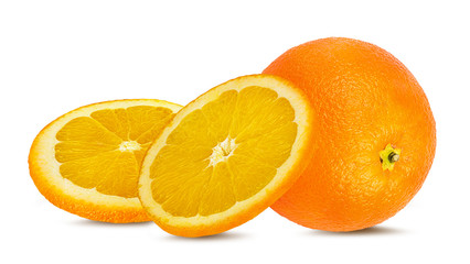 Juicy orange isolated on white background with clipping path