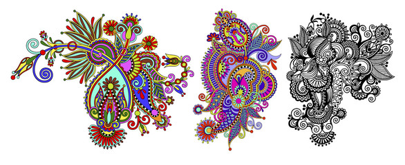 paisley flower pattern in ethnic style, indian decorative floral