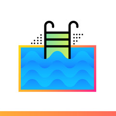 Flat icon Swimming pool. Hotel services. Material design icon suitable for print, website and presentation