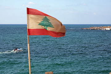 The Lebanese flag at the coast of Beirut