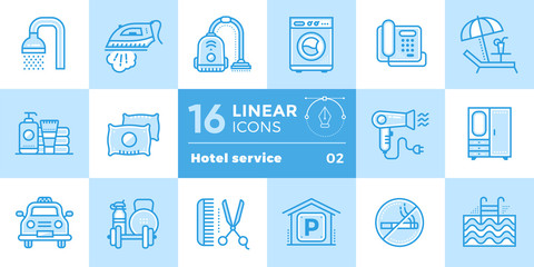 Linear icons collection of Hotel services. Modern outline icons for mobile application