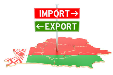 Import and export in Belarus concept, 3D rendering