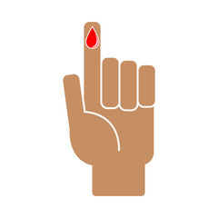 Obraz premium Finger with blood drop on white background