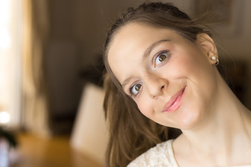 Fototapeta premium Teenager girl, 16 years making funny face, happy.